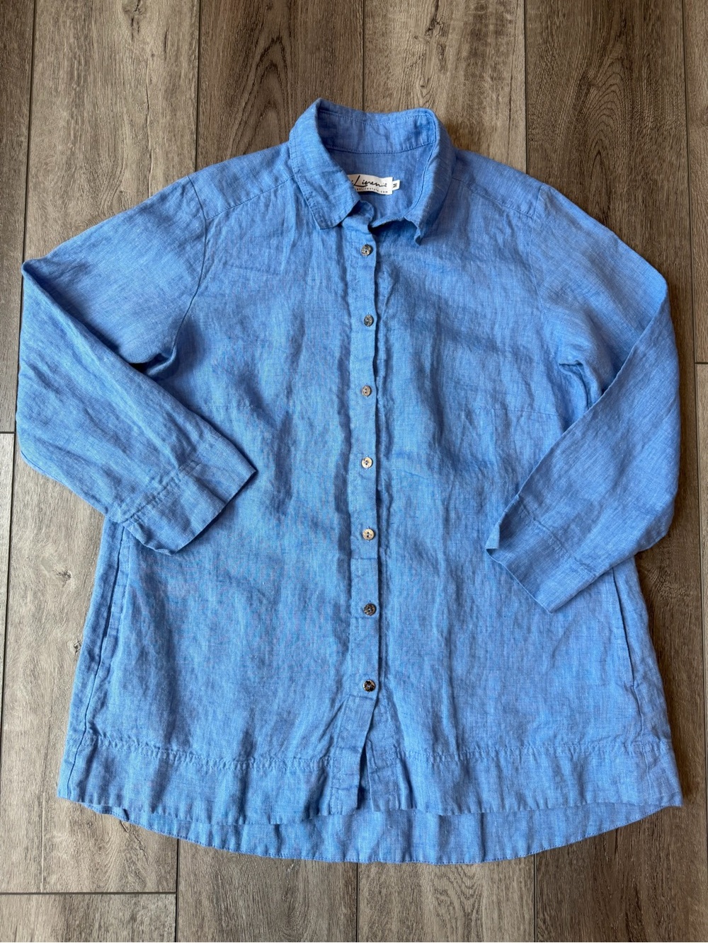 iLinen Lifestyle- 100% Linen Classic Coastal Preppy Oversized Button-Up Shirt -
